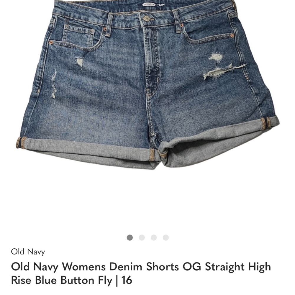 Old Navy Womens Denim Shorts OG Straight High Rise Blue Button Fly | 16